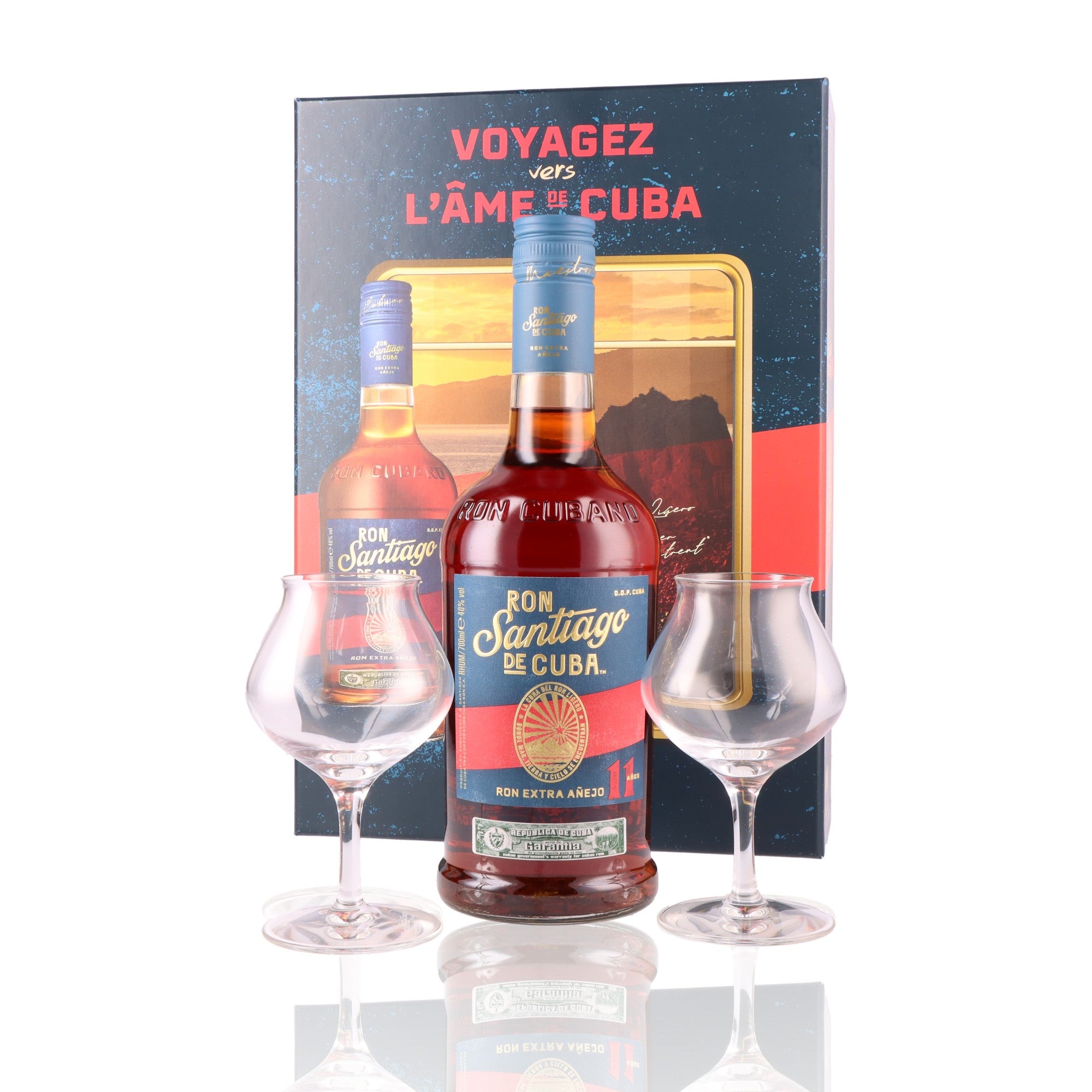 SANTIAGO DE CUBA - Coffret 11 ans + 2 Verres - 40%