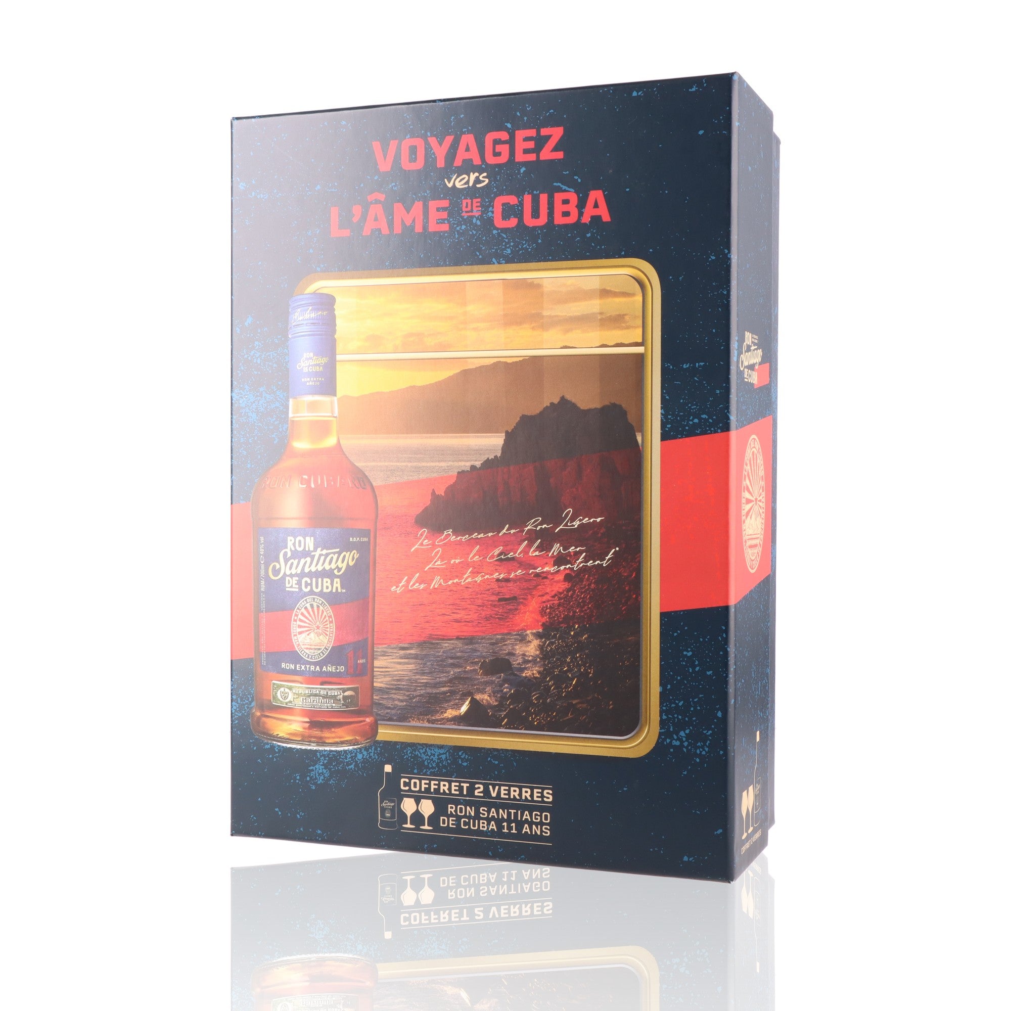 SANTIAGO DE CUBA - Coffret 11 ans + 2 Verres - 40%