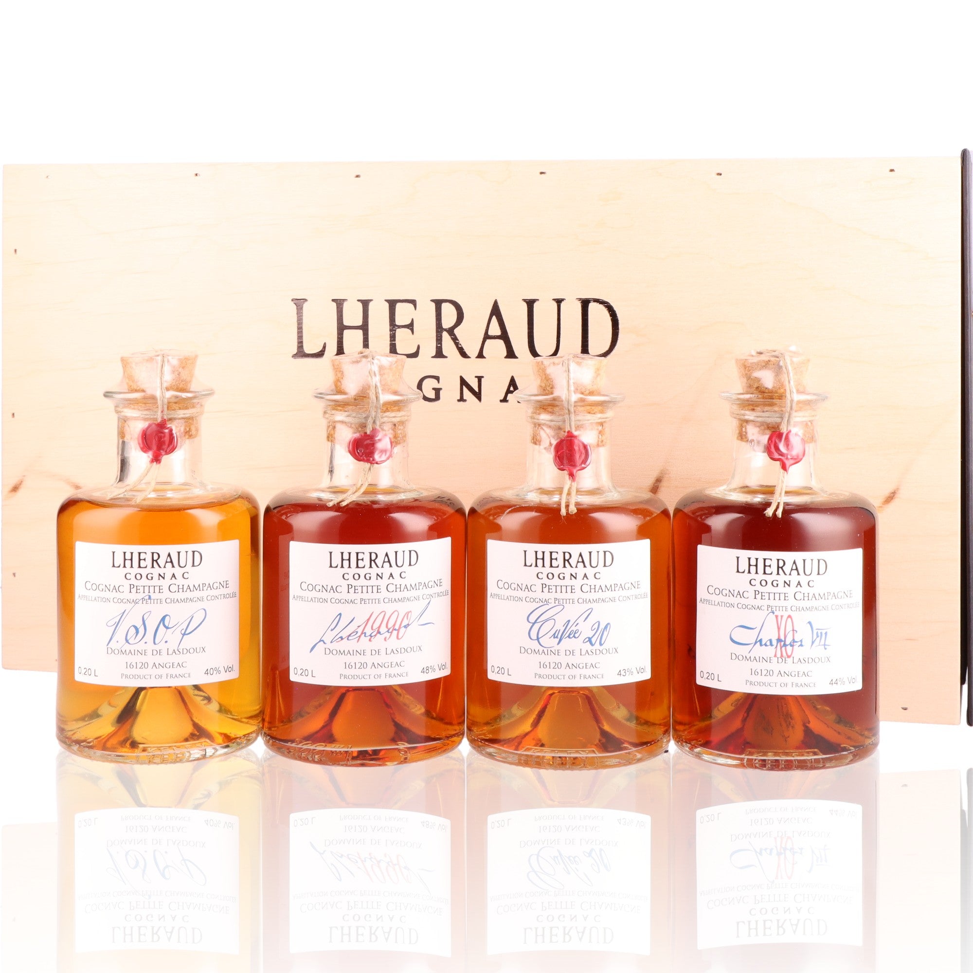 LHERAUD - Flacons Apotheker VSOP / Cuvée 20 / Charles VII / Petite Champagne 1990 - 44%