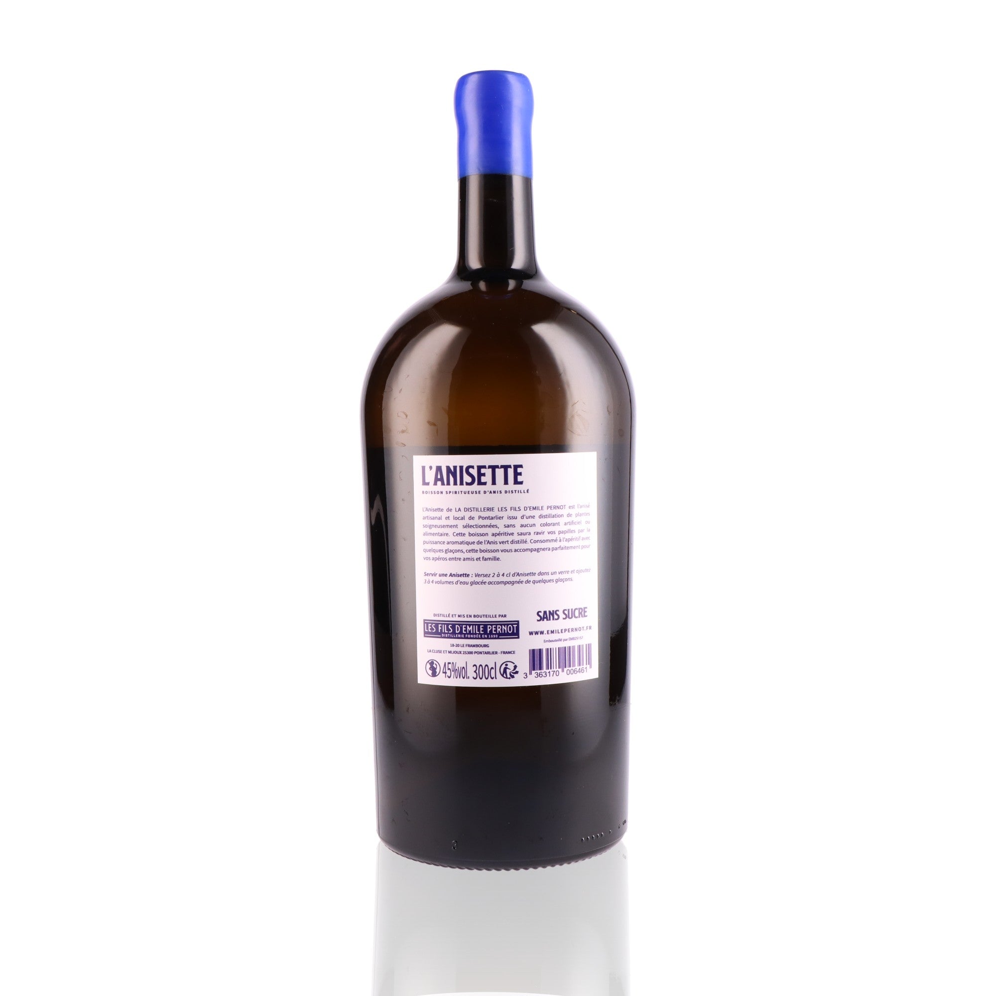 DISTILLERIE LES FILS D'EMILE PERNOT - L'anisette Sans Sucre de Pontarlier - 3 L - 45%