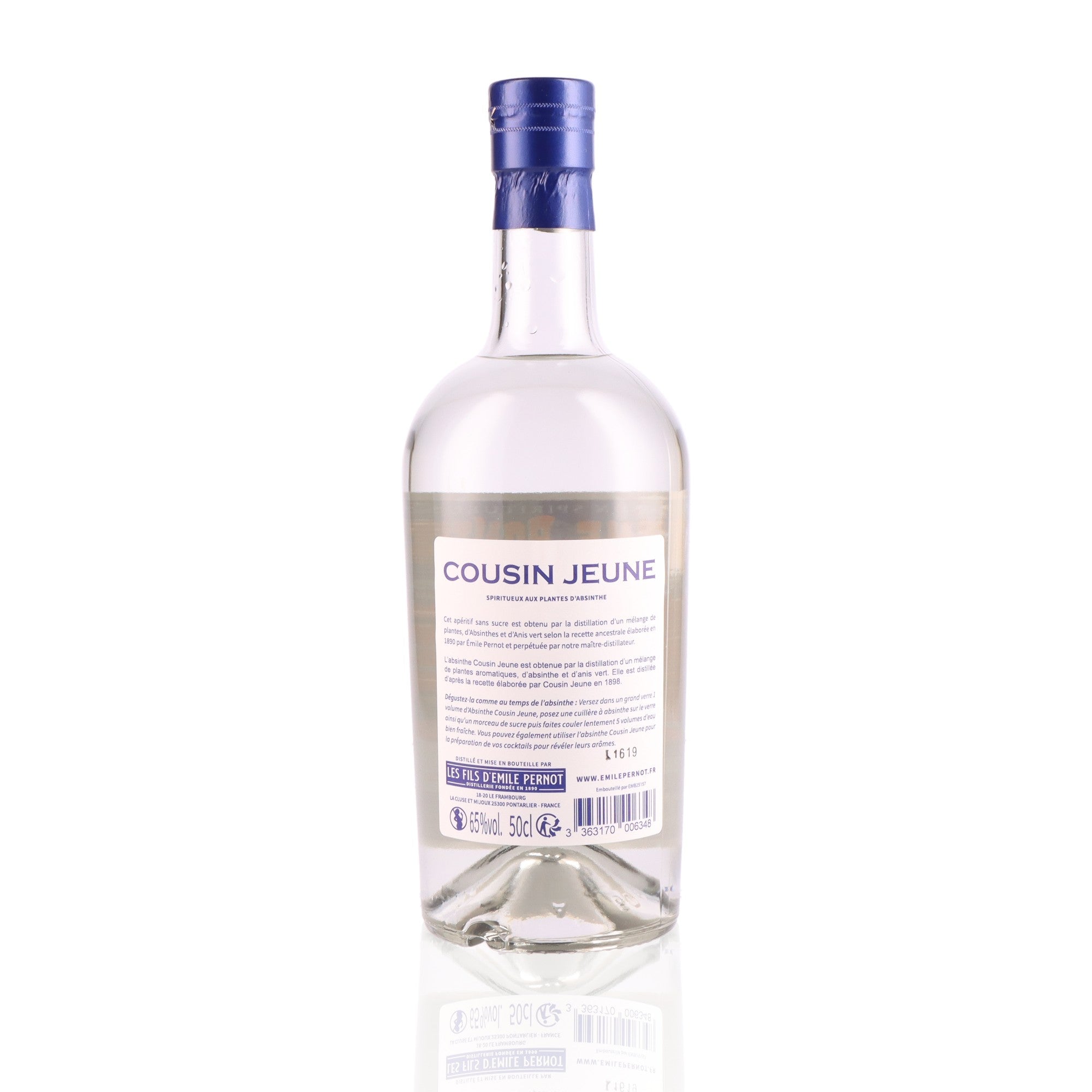 DISTILLERIE LES FILS D'EMILE PERNOT - Abstinthe Blanche Cousin Jeune - 65%