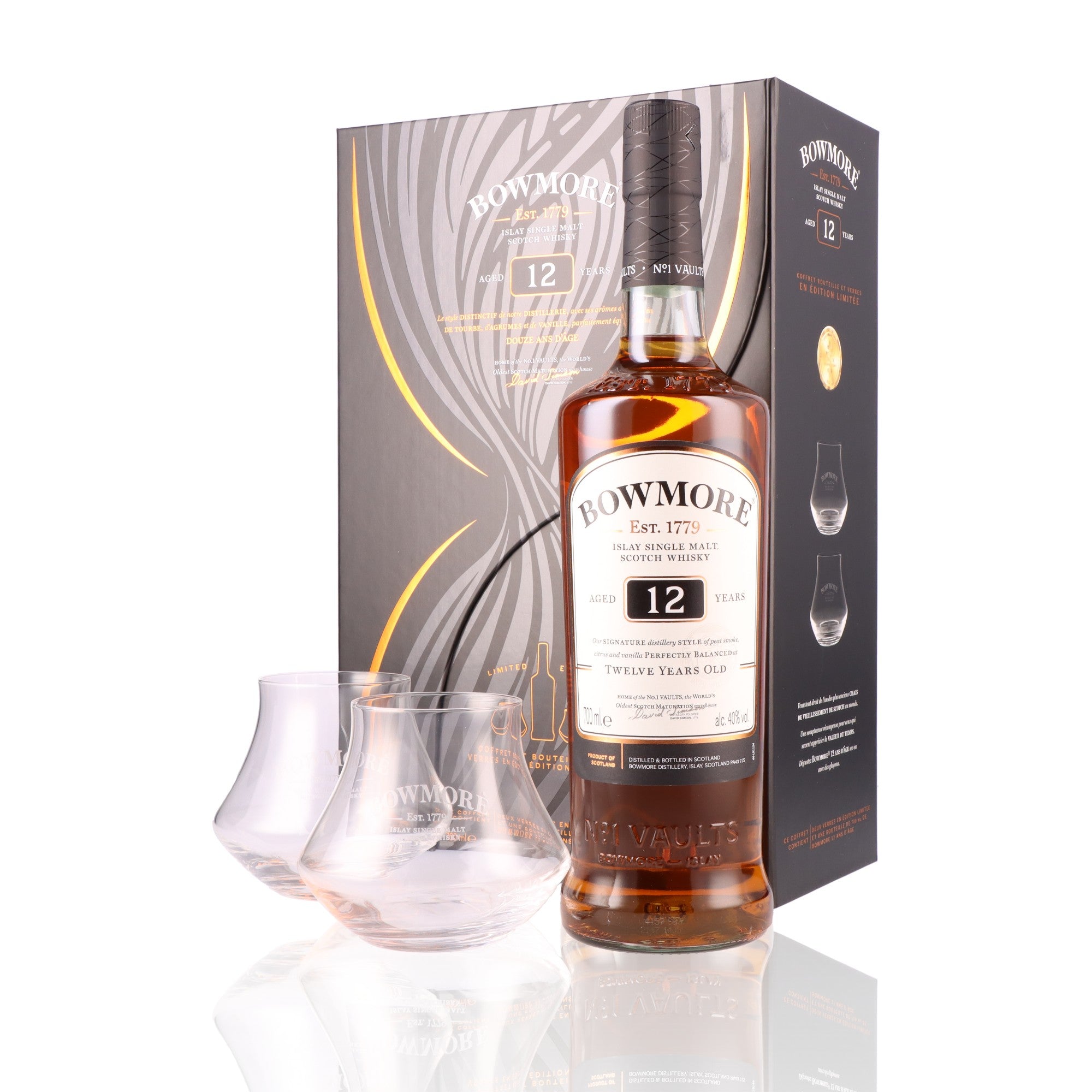 BOWMORE - Coffret 12 ans + 2 Verres - 40%