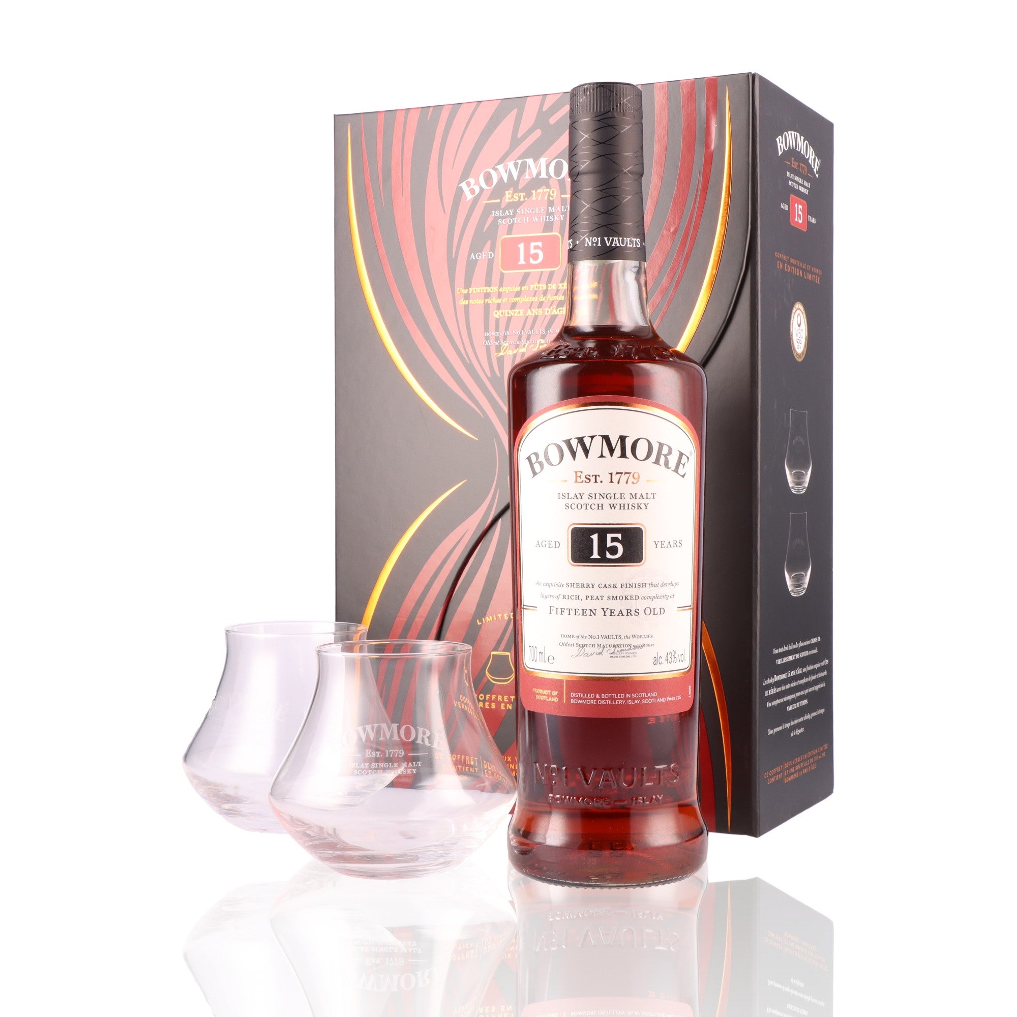 BOWMORE - Coffret 15 ans + 2 Verres - 43%