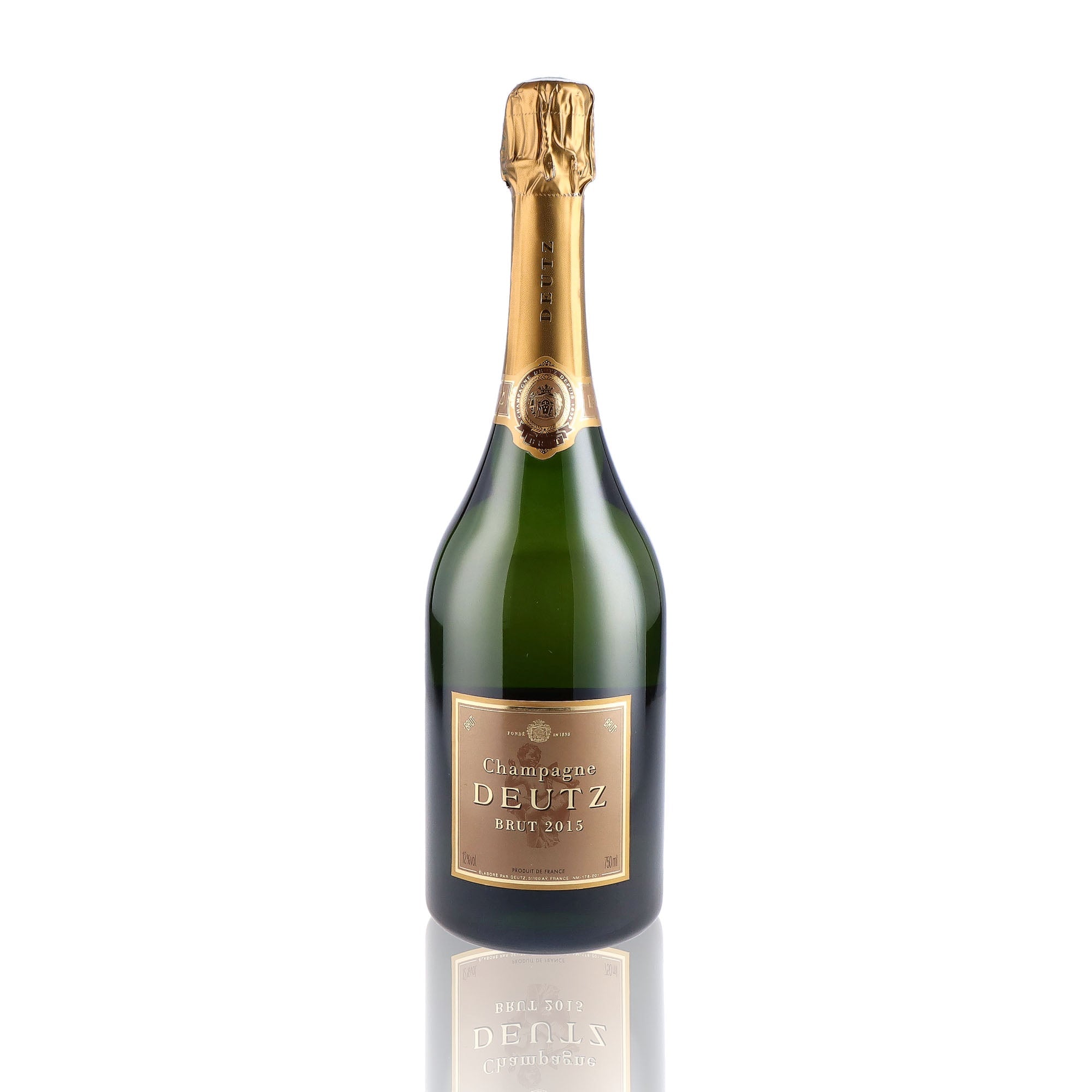 Une bouteille de champagne de la marque Deutz, de type brut, millésime 2015.