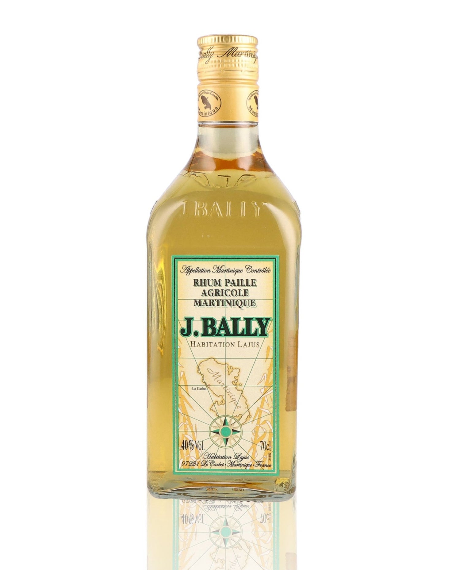 Une bouteille de rhum ambre, de la marque Bally, nommée rhum paille.