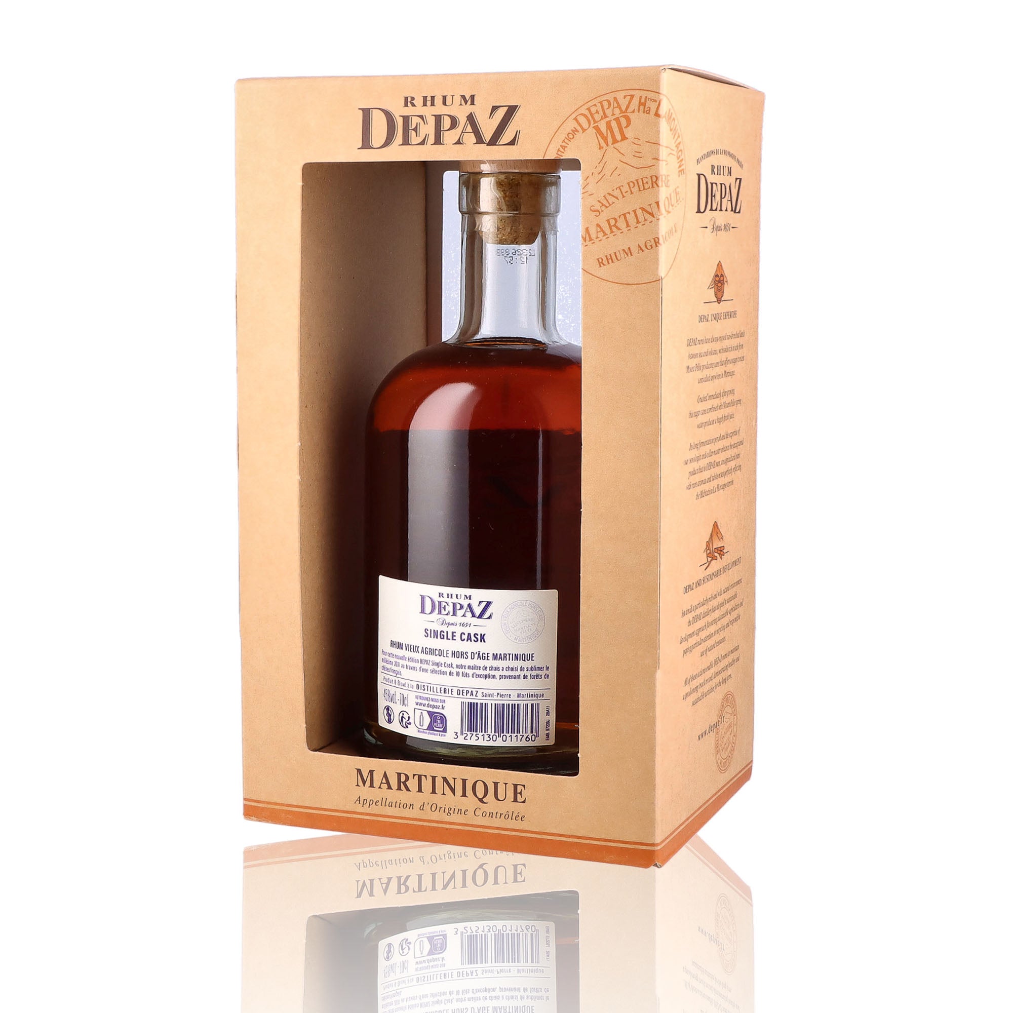 Une bouteille de rhum vieux, de la marque Depaz, nommée Single Cask 2011.