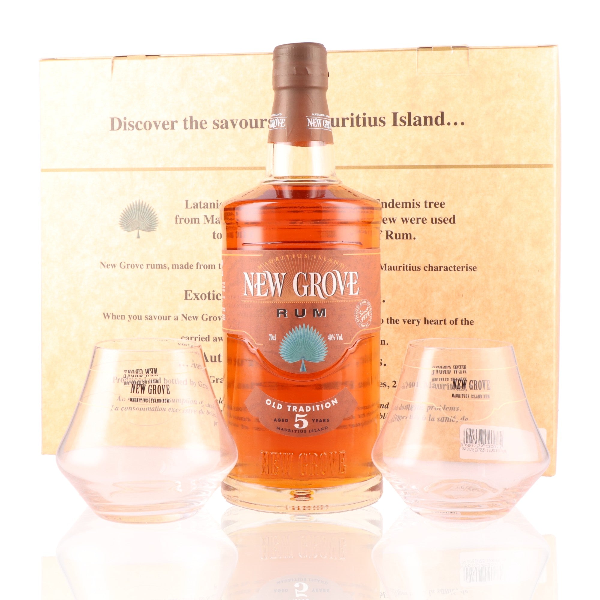 Coffret New Grove 5 Ans & Verres De Dégustation - Rhum Premium 40% 70cl En Coffret Cadeau