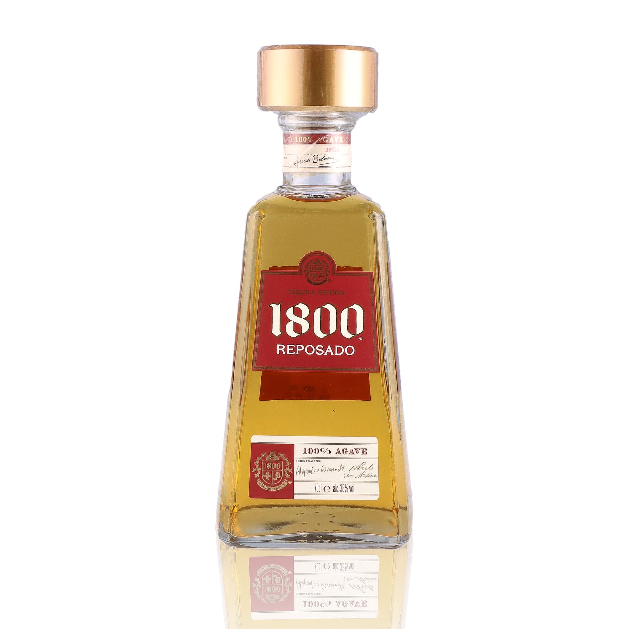 Une bouteille de Tequila, de la marque 1800, nommée Reposado.