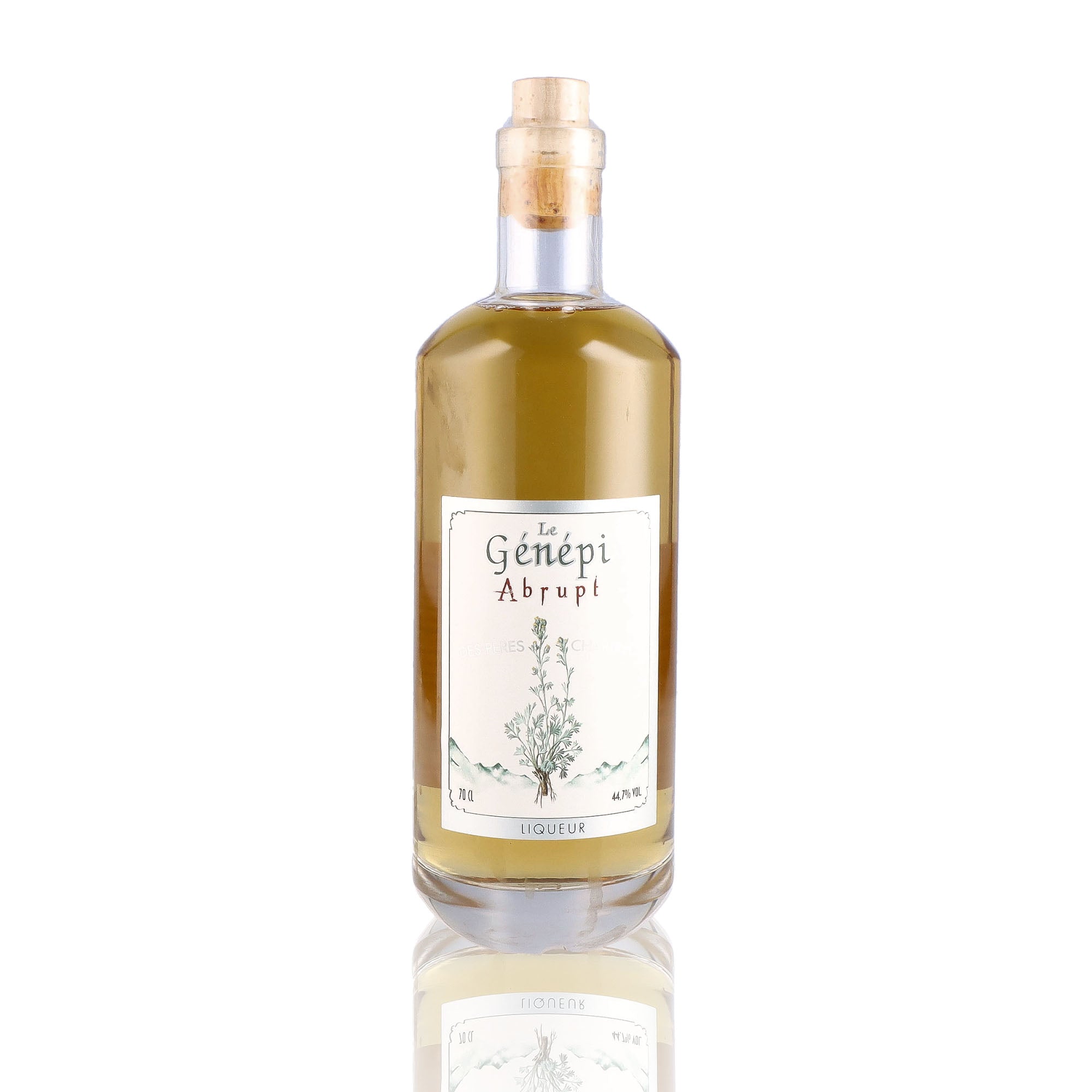 Une bouteille de Liqueur, de la marque Chartreuse, nommée Génépi des Pères Chartreux.
