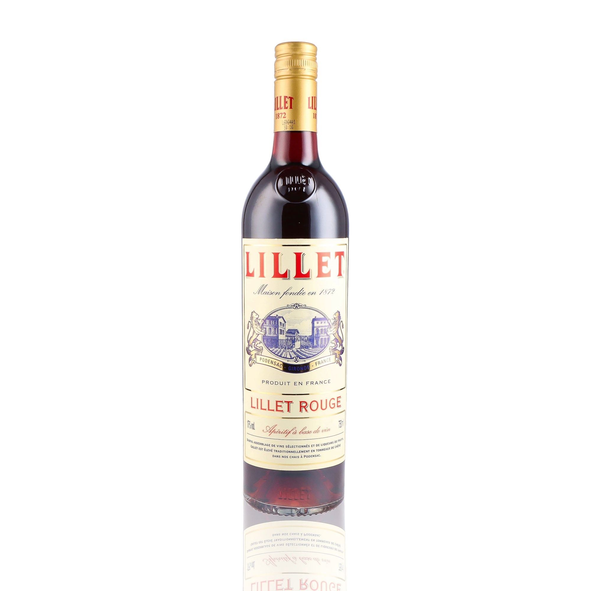 Une bouteille d'Apéritif, de la marque Lillet, nommée Rouge.