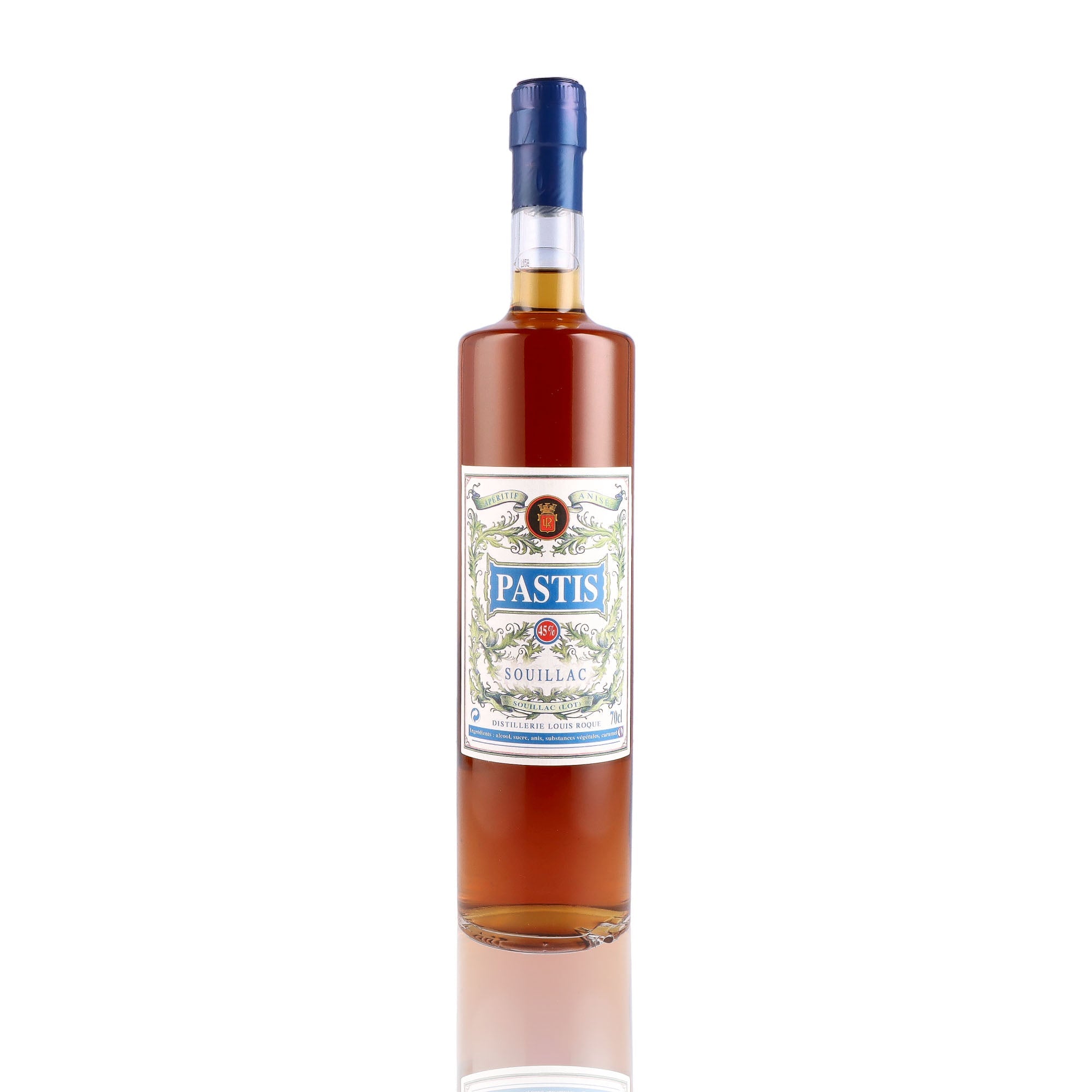 Une bouteille d'Eau de vie, de la marque Louis Roque, nommée Mirabelle.