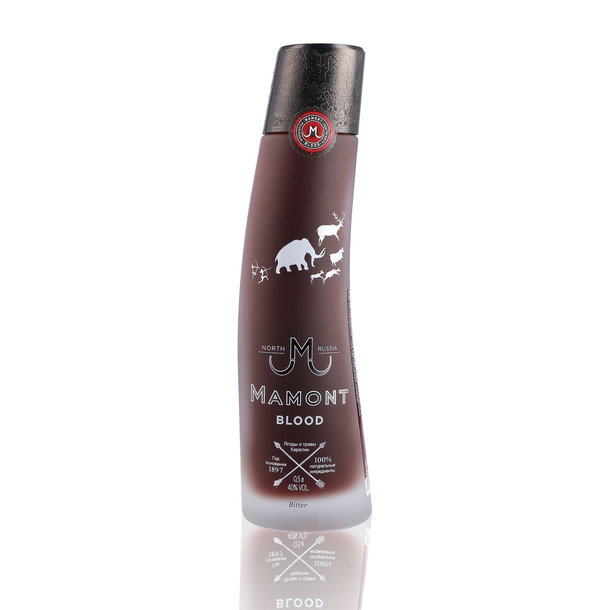 Une bouteille de Liqueur, de la marque Mamont, nommée Blood.