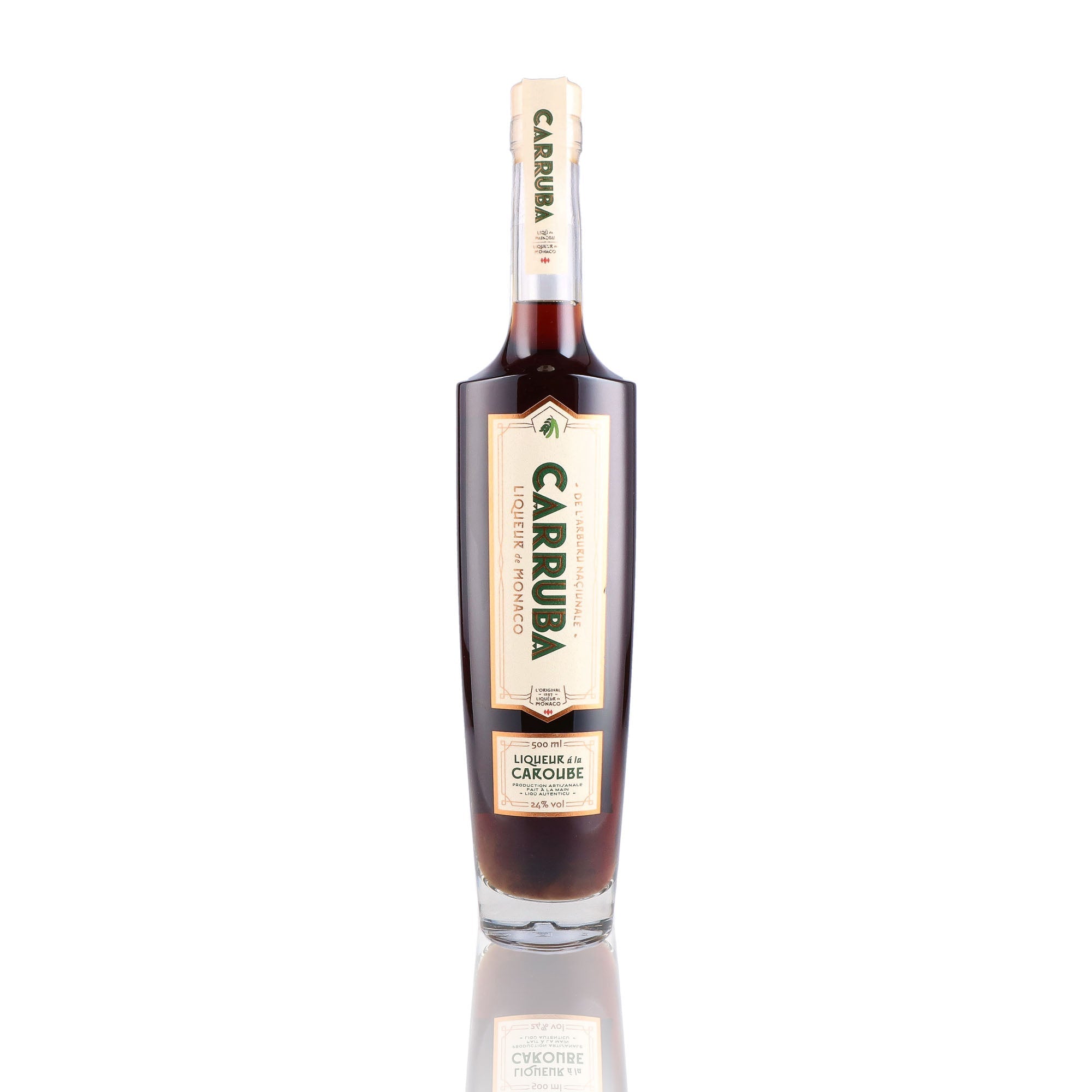 Une bouteille de Liqueur, de la marque Monaco, nommée Carruba Liqueur à la Caroube.