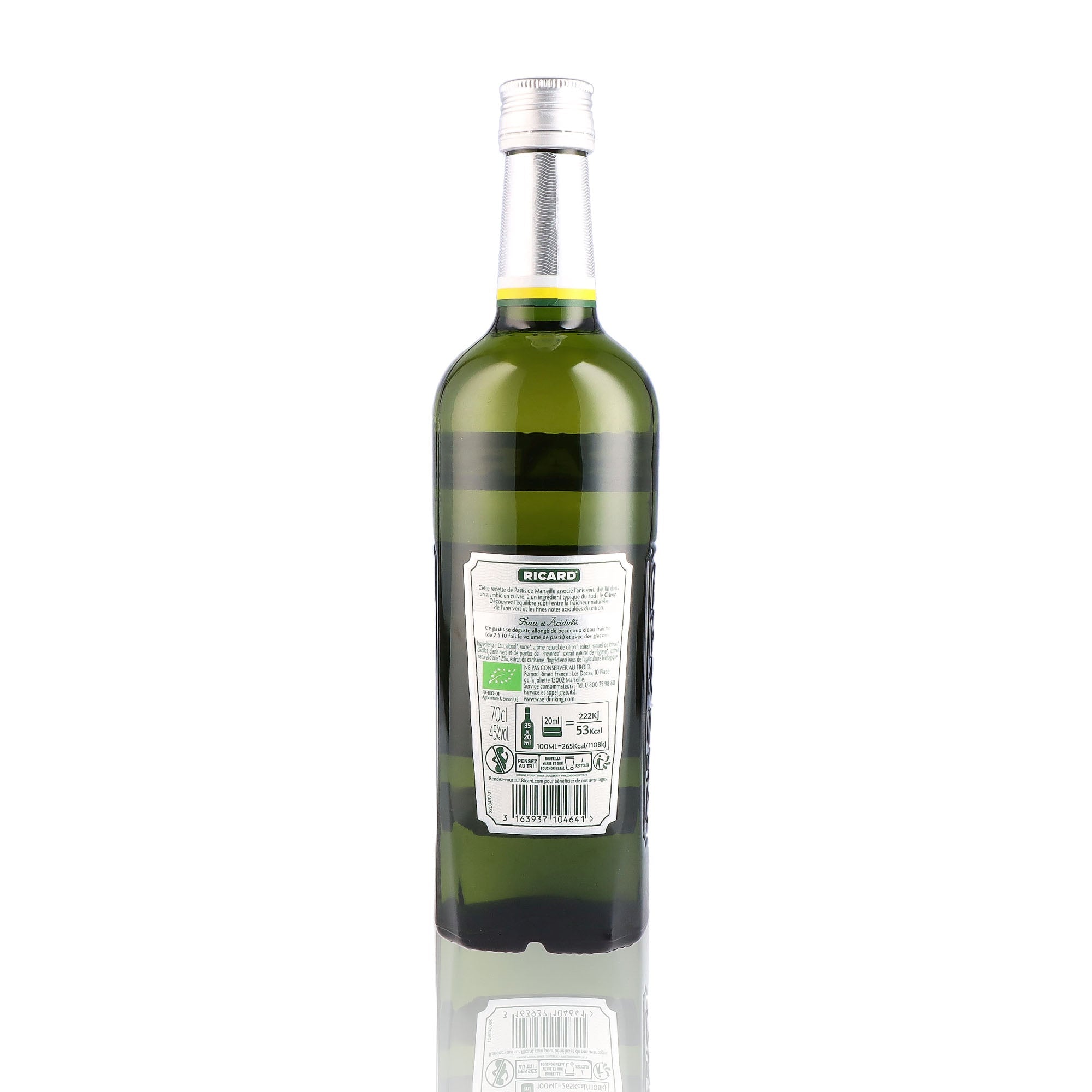 Une bouteille d'Anisés, de la marque Ricard, nommée Citron Bio & Anis Vert.