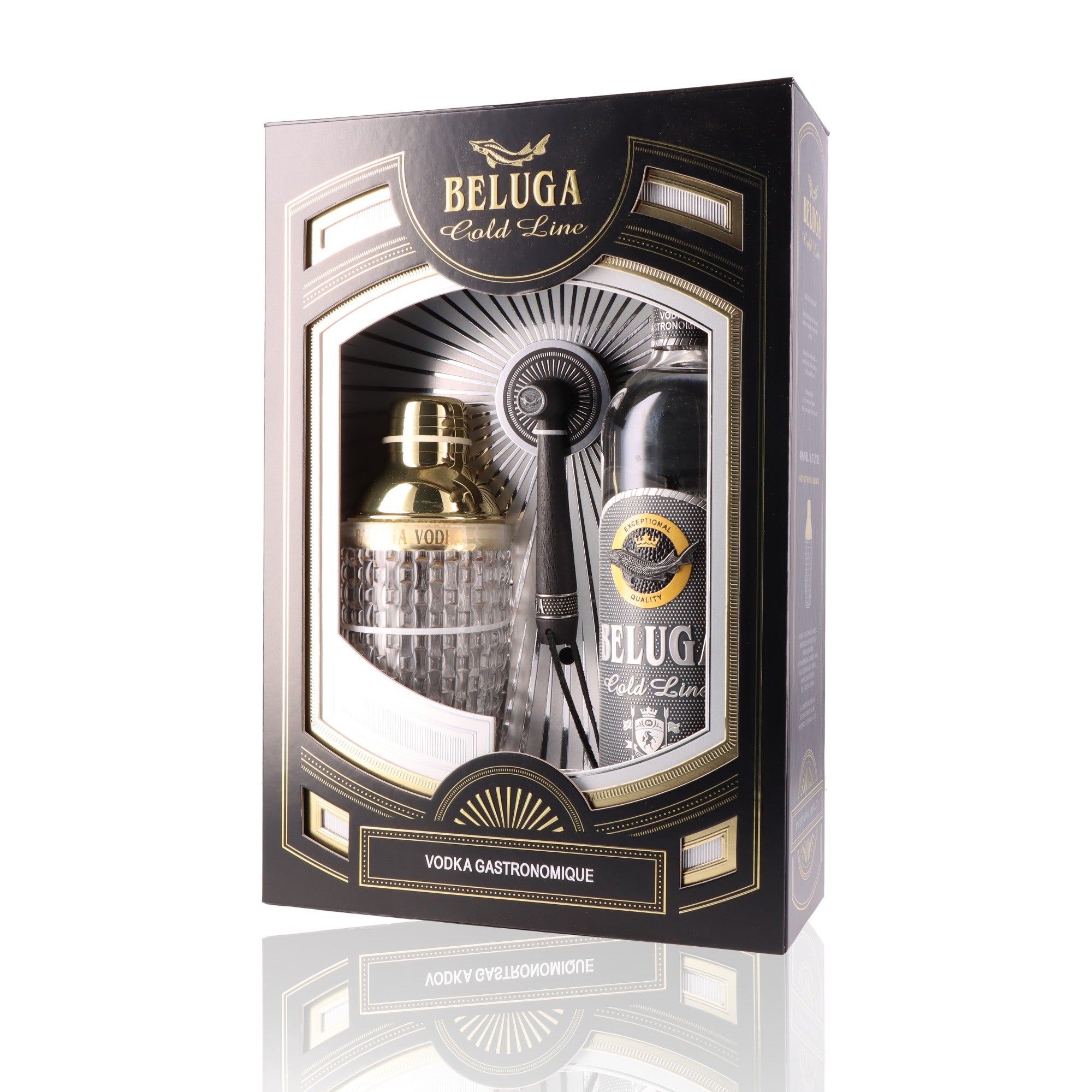 Beluga Gold Line vodka 750 ML with 3 shot glasses Gift Set