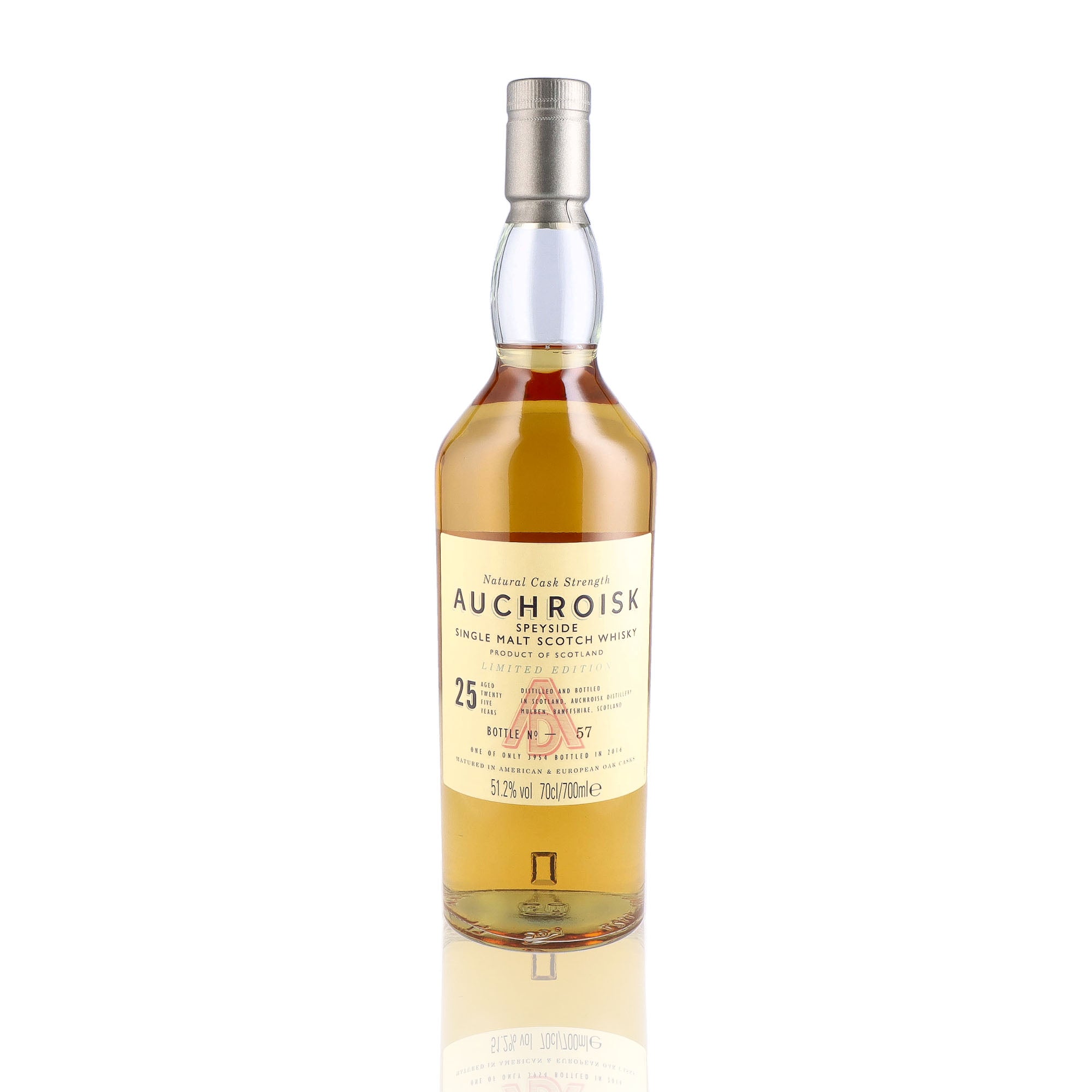 Une bouteille de Scotch Whisky Single Malt de la marque Auchroisk, nommée Edition Limitée, 25 ans d'âge