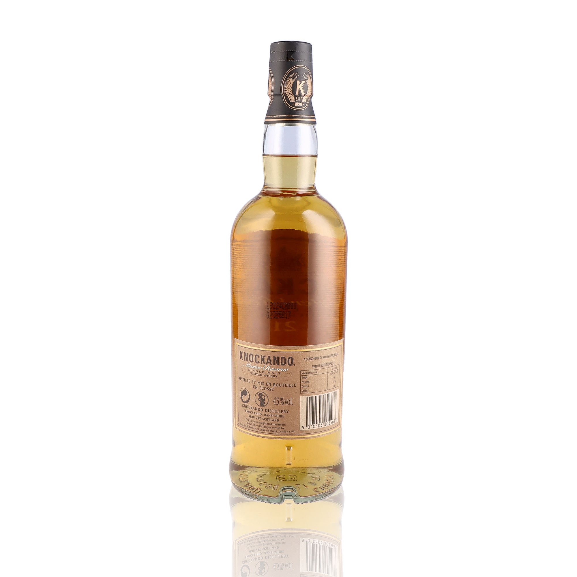 Un coffret de Scotch Whisky Single Malt de la marque Knockando, nommée Master Reserve et 2 verres, 21 ans d'âge.