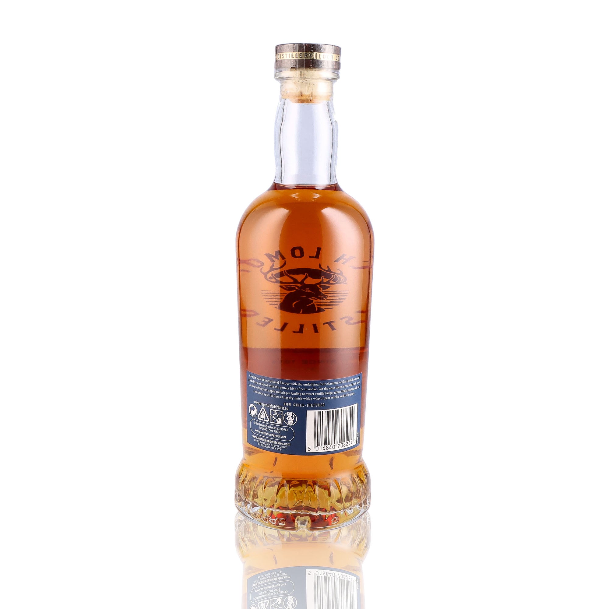 Une bouteille de Scotch Whisky Single Malt de la marque Loch Lomond, 21 ans d'âge.