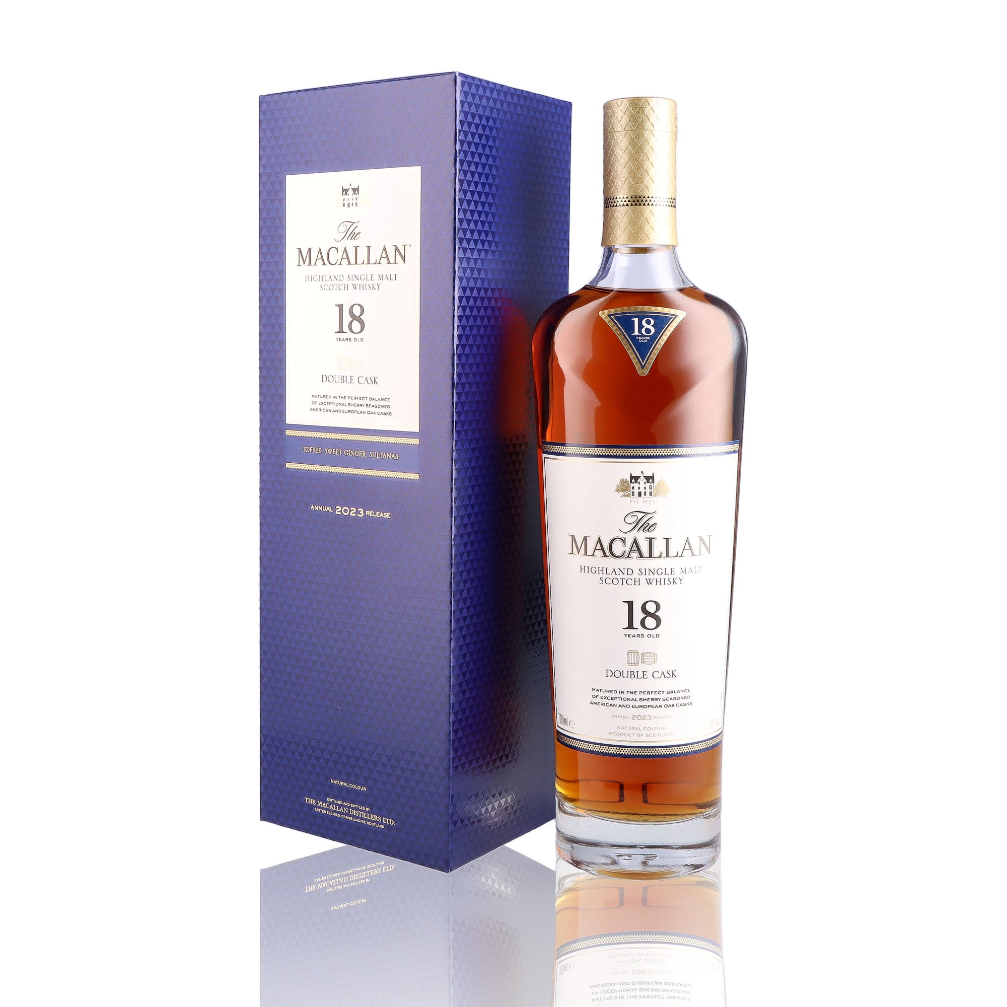 Une bouteille de Scotch Whisky Single Malt de la marque Macallan, nommée Double Cask, 18 ans d'âge.